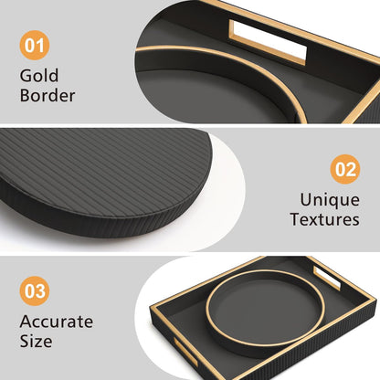 SANZIE Leather Tray Desktop Storage Organizer Premium Serving Tray Decorative Tray Valet Tray for Sundries Cosmetics Phone Wallet Cutlery (Black Holder)