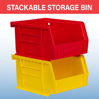 Akro-Mils 30210 AkroBins Plastic Storage Bins, Space-Saving Stackable Bins for Garage, Pantry, Craft Organization, 5" x 4" x 3", Stone, 6-Pack