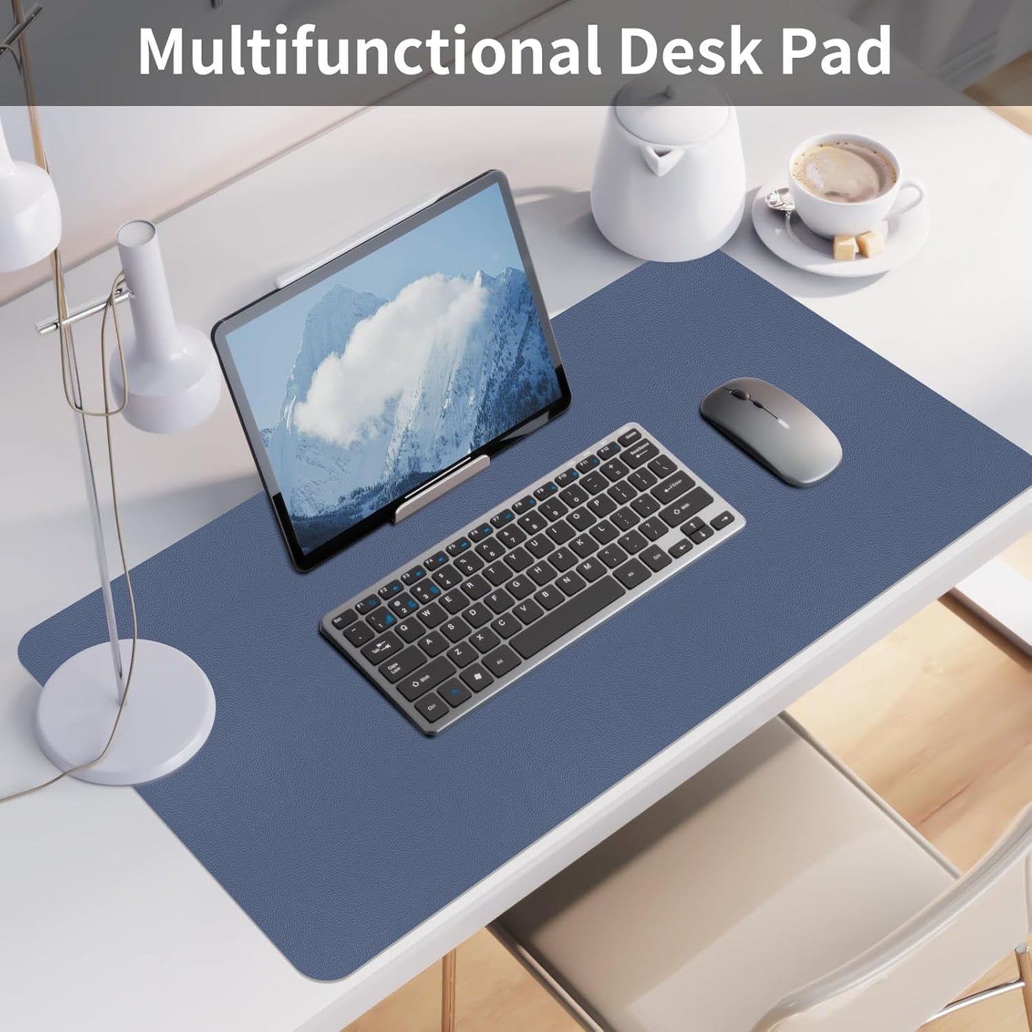Bloss Leather Desk Pad and Keyboard Wrist Rest, Large Mouse Pad + Keyboard Pad+Mouse Wrist Support, Non-Slip Desk Mat Protector for Office, Home(31.5×15.7 Inches,Beige)