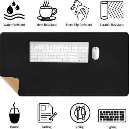 Bloss Leather Desk Pad and Keyboard Wrist Rest, Large Mouse Pad + Keyboard Pad+Mouse Wrist Support, Non-Slip Desk Mat Protector for Office, Home(31.5×15.7 Inches,Beige)
