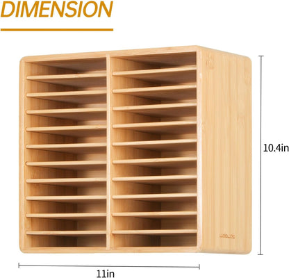 walowalo Markers Organizer Hold 176 Markers Birthday Gifts Bamboo Pen Holder Art Supply Pencil Alcohol Storage Organizer 22 Compartments All-in-One Marker Storage for Home Office Desk Classroom