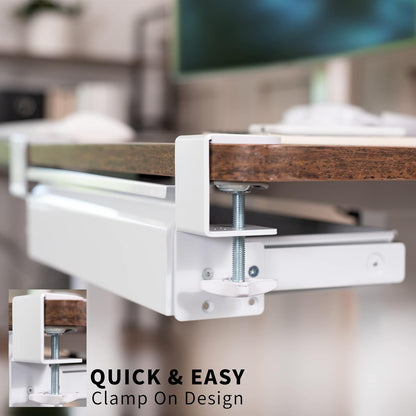 VIVO 16 inch Clamp-On Sliding Pull-out Drawer without Shell for Office Desk, Storage Organizer for Sit Stand Workstation, White, DESK-AC03C-W