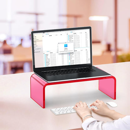 Acrylic Monitor Stand Riser Acrylic Laptop Stand for Desk Clear Computer Monitor Stand for Desk Accessories White Aesthetic Decorations for Office Home iMac Organizer
