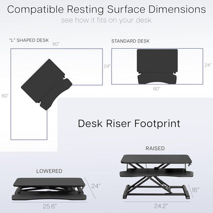 VIVO 26 inch Desk Converter, K Series, Height Adjustable Sit to Stand Riser, Dual Monitor and Laptop Workstation with Keyboard Tray, Black, DESK-V026KB