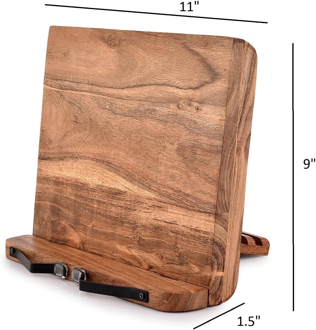 NIRMAN Acacia Wood Book Stand Adjustable Angle Reading Book Holder for Textbook, Receipe, Music Books, Tablet for Home Office Kitchen Lightweight Bookstand (11" x 9" x 1.5")