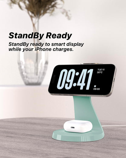 3 in 1 Charging Station for Apple Devices,Mag-Safe Charger Stand Fast Charging,Wireless Charger for iPhone 16/15/14/13/12 Series,& AirPods,& iWatch(USB-C Charger Included)