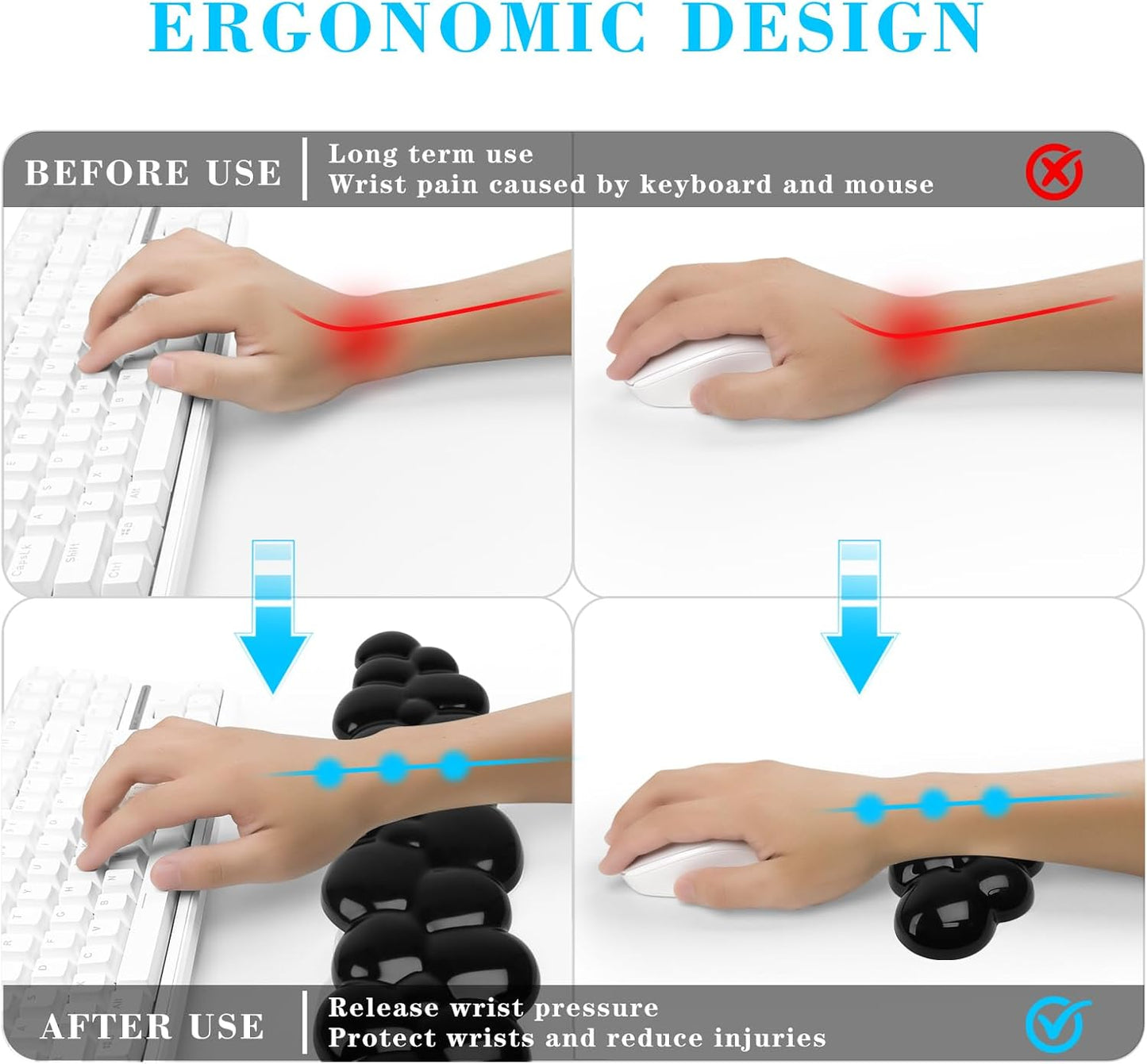 Gel Cloud Keyboard and Mouse Wrist Rest, Cute Wrist Support and Arm Support Keyboard Rest for Keyboard and Mouse Typing Pain Relief，Suitable for Office/Computer/Laptop/Gaming (Pink)