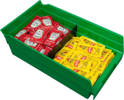 Akro-Mils 30130 Plastic Shelf Bins, Heavy Duty Storage Bins for Garage, Closet, and Drawer Organization, 12" x 6-1/2" x 4", Red, 12-Pack