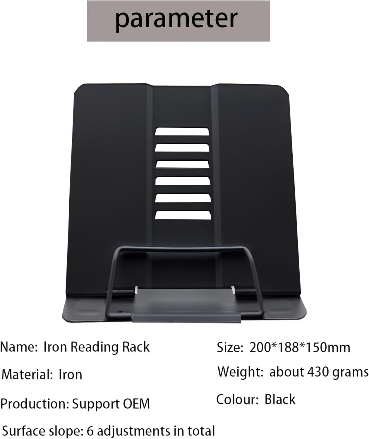 Azheeujy Metal Book Stand Folding Reading Book Holder with 6 Adjustable Angles and Paper Page Clip,Sturdy Desktop Book Holder for Cookbook,Magazine,Textbooks,Document,Music Book,Laptop,Tablet (Black)
