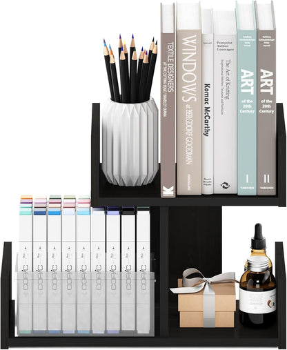 Furinno Classic Desk Organizers and Accessories, 2-Tier Monitor Riser, Office Organization, Desk Top Book Shelf, for Office Supplies, Office Desk Accessories, Dark Espresso