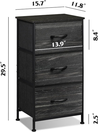 WLIVE Dresser with 3 Drawers, Fabric Nightstand, Cabinet with Wheels, Organizer Storage Dresser for Bedroom, Office, Entryway, Closets, Sturdy Steel Frame, Wood Top, Easy Pull Handle, White
