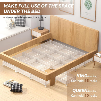 PHINOX Under Bed Storage Containers with Wheels, Under Bed Shoe Storage Organizer Drawer, Tool-free Assembly Metal Storage Containers for Bedroom Clothes Shoes Blankets -2PCK
