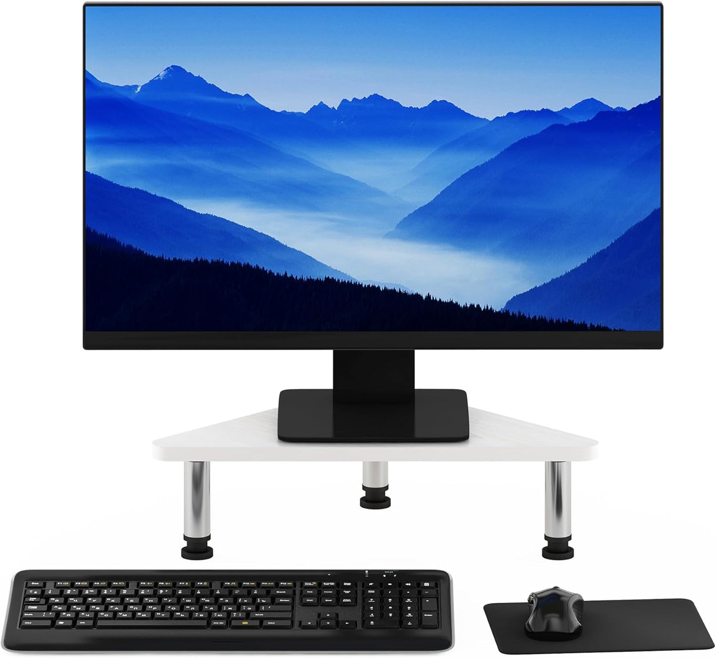 Furinno Turn-N-Tube Corner Monitor Riser Stand with Stainless Steel Tubes, Americano