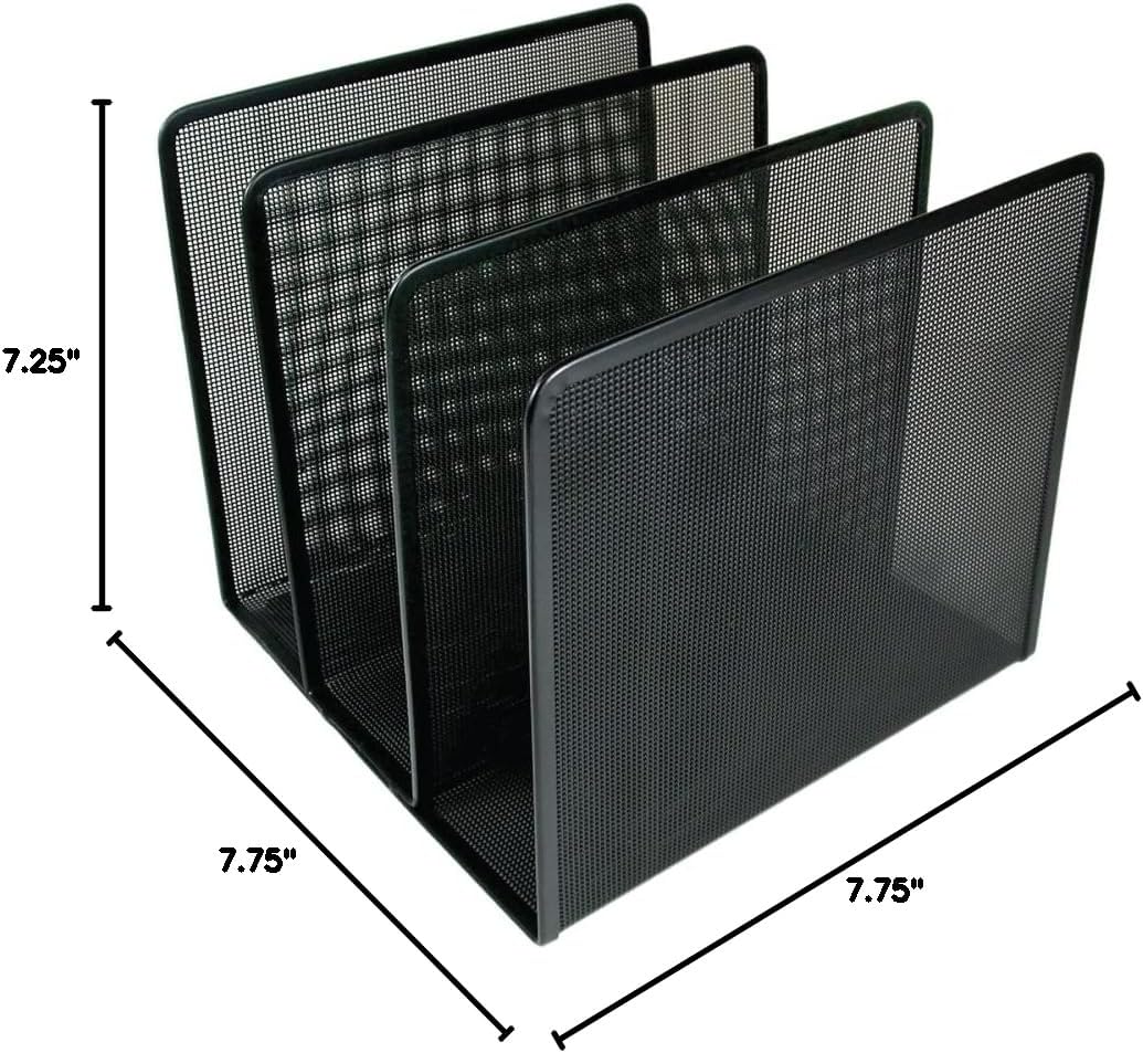 Artistic Contemporary Mesh Metal Desktop File Sorter for Neat and Organized Surfaces in Office, School, and Home, Black