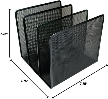 Artistic Contemporary Mesh Metal Desktop File Sorter for Neat and Organized Surfaces in Office, School, and Home, Black