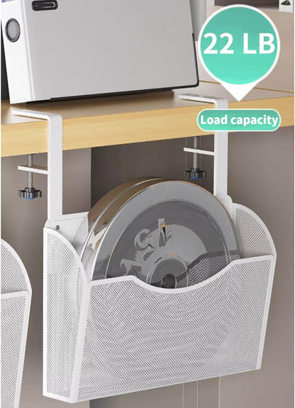 Under Desk Drawer, Desk Side Storage, Hanging Desks Organizer, Clamp On Mesh Metal Desks Organizer for Office and Home (Black)