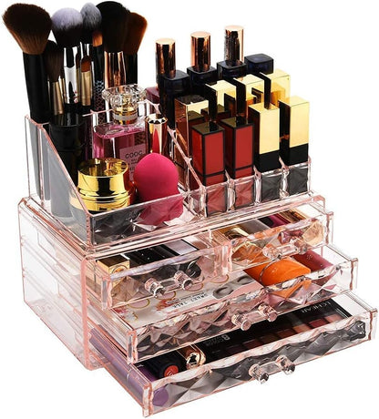 ZHIAI Stackable cosmetic organizer with drawers, easy to organize cosmetic products accessories Suitable for vanity, toilet, bathroom and bedroom organization and storage