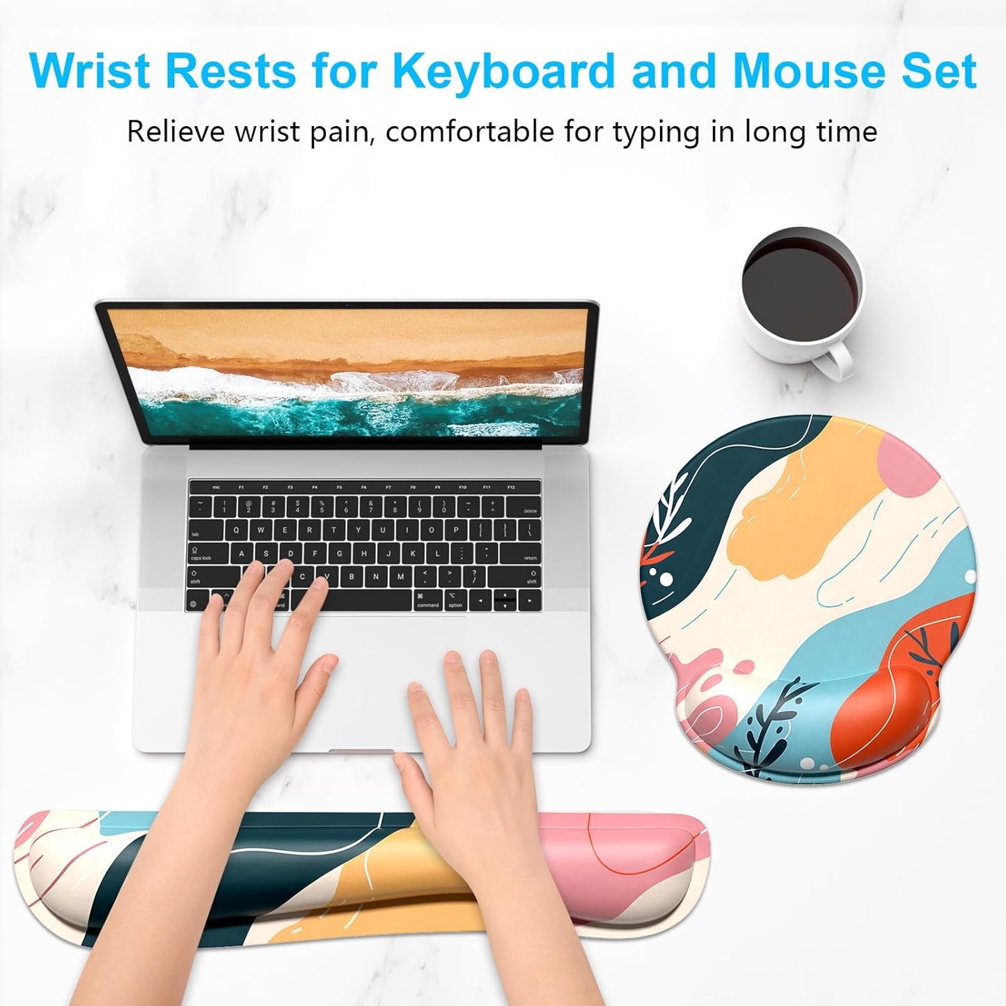 Dapesuom Keyboard Wrist Rest and Mouse Pad with Wrist Support, Cute Memory Foam Cushion for Keyboard and Mouse Set, Ergonomic Desktop Pad Rests with Non Slip Base for Easy Typing & Pain Relief, Pink