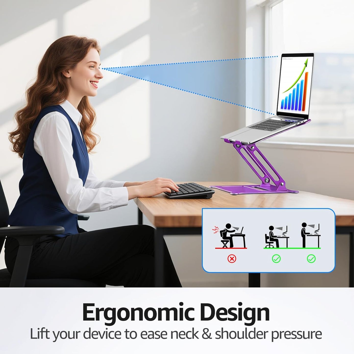 Urmust Laptop Notebook Stand Holder Adjustable Laptop Stand Portable Computer Riser Compatible with MacBook Air Pro HP Dell XPS Lenovo All Laptops 10-15.6"(Rose Gold)