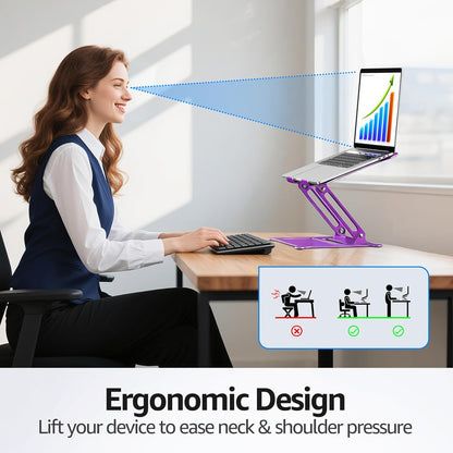 Urmust Laptop Notebook Stand Holder Adjustable Laptop Stand Portable Computer Riser Compatible with MacBook Air Pro HP Dell XPS Lenovo All Laptops 10-15.6"(Rose Gold)