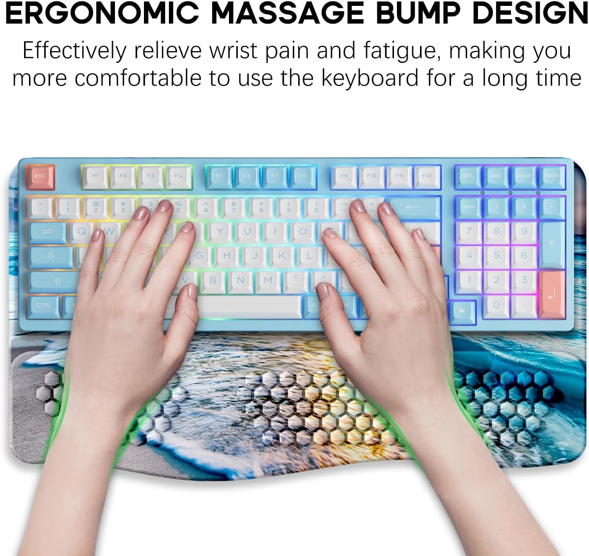 JIKIOU Keyboard Stand with Wrist Rest, Computer Keyboard Stand Pad with Non-Slip Base, Comfy Ergonomic Keyboard Riser Holder for Gaming Office Home 17.13x9.5 in Black