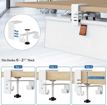 Zilink No Drill Under Desk Cable Management Tray 30" Cord Organizer for Table Clamp/Screw Mount Desk Cable Management Sturdy Waterproof Fabric Cord Hiders for Office, Home