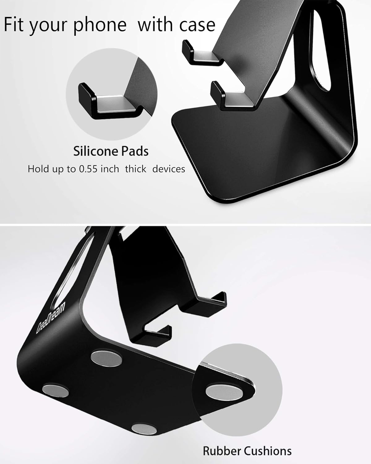 CreaDream Adjustable Cell Phone Stand, Phone Stand, Cradle, Dock, Holder, Aluminum Desktop Stand Compatible with Phone 16 15 14 13 12 11 Pro Max Plus SE, Accessories Desk, All Mobile Phones-Rose Gold