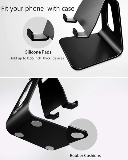 CreaDream Adjustable Cell Phone Stand, Phone Stand, Cradle, Dock, Holder, Aluminum Desktop Stand Compatible with Phone 16 15 14 13 12 11 Pro Max Plus SE, Accessories Desk, All Mobile Phones-Rose Gold