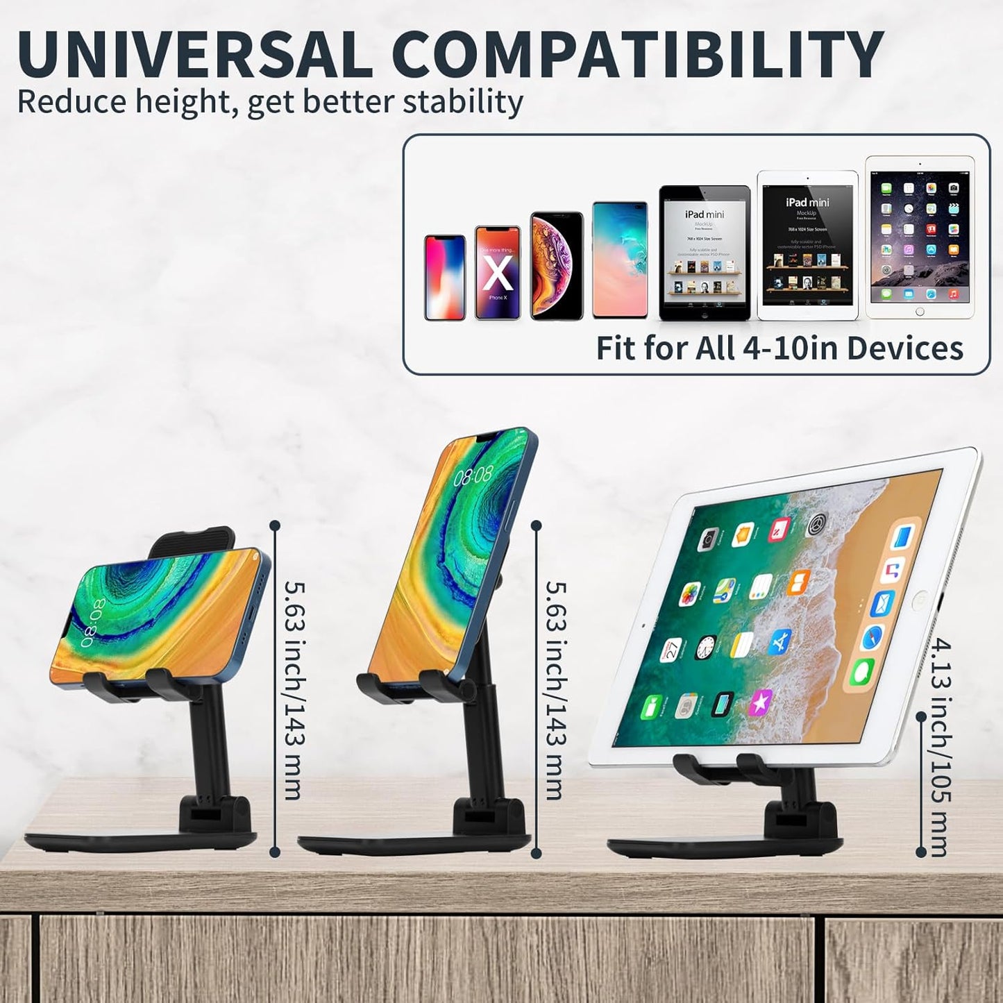 HOTEMIA Cell Phone Stand,Adjustable Foldable Phone Stand for Desk Taller iPhone Stand Compatible with All Smart Phone Desk Accessories(Green)