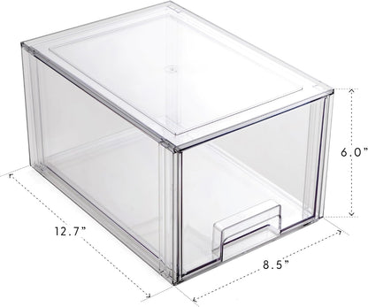 BINO | Stackable Storage Drawers, Shallow X-Large - Clear | THE CRATE COLLECTION | Storage Bins With Drawers Bathroom Organizers and Storage Organization and Storage Under Sink Organizer Vanity Home