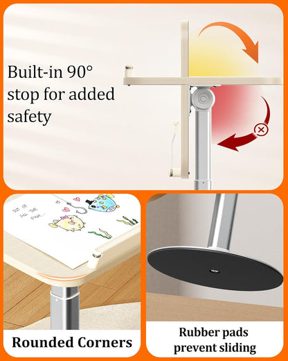 2-in-1 Kids Reading Stand for Books and Tablets,Adjustable Angle Height Book Holder with Book Clip,Kid-Friendly Ergonomic Book Holder for Toddlers,Laptop Riser Stand for Homeschool Floor Couch Bed Car