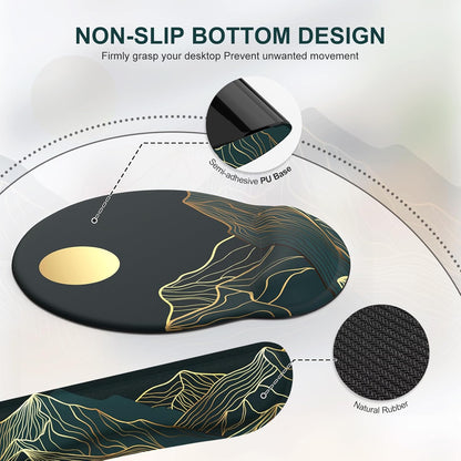 iCasso Desk Mat, Gaming Mouse Pad Wrist Support Set,4in1 XXL Large Mousepad + Keyboard Wrist Rest+Mouse Wrist Rest+Coaster Set with Ergonomic Design for Home Office Table Computer-Penoy