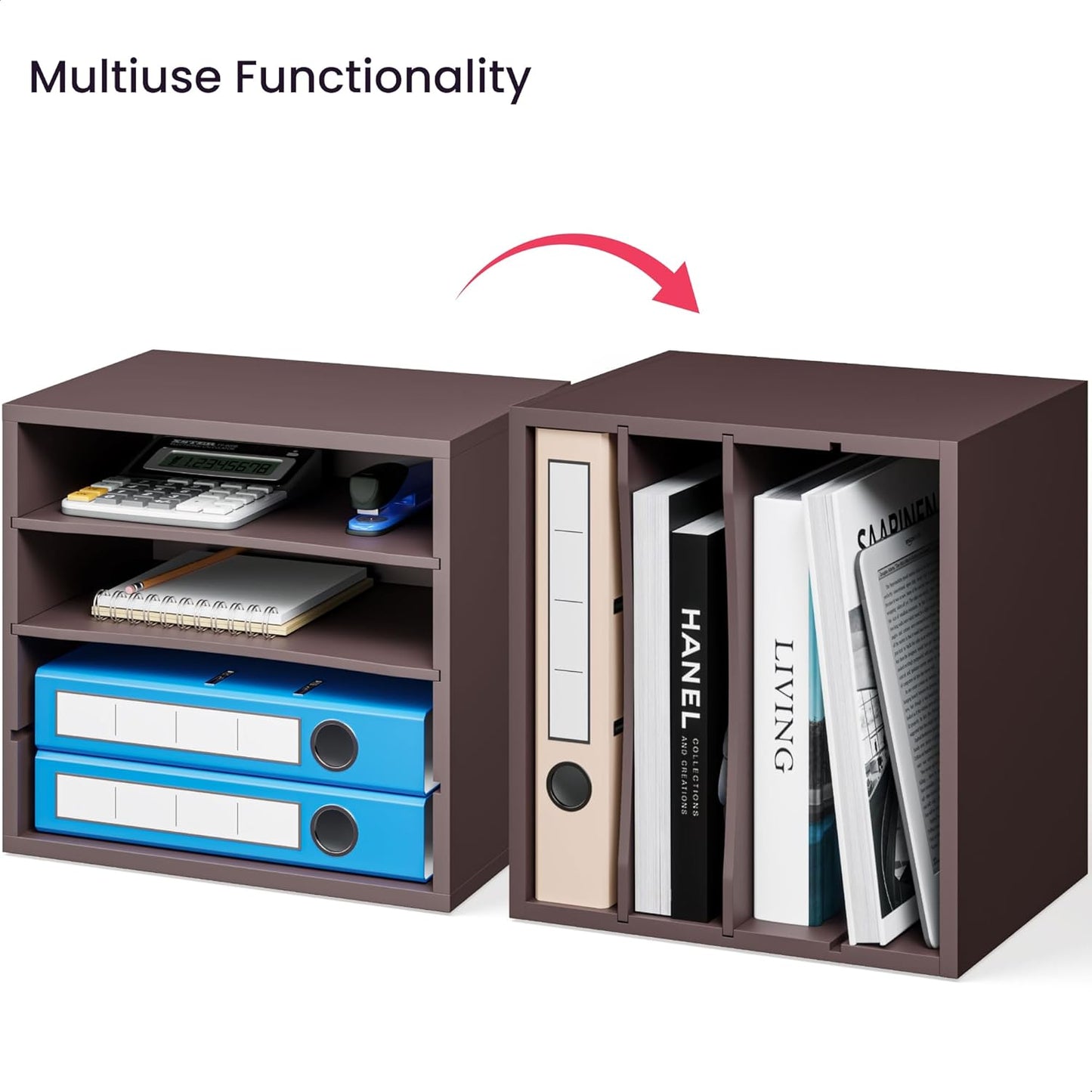Ballucci 4-Tier Paper Organizer for Desk, Stackable Organizer Tray, Desk Storage Shelves, Stacking Letter Paper Tray Sorter for Classroom, Office, White
