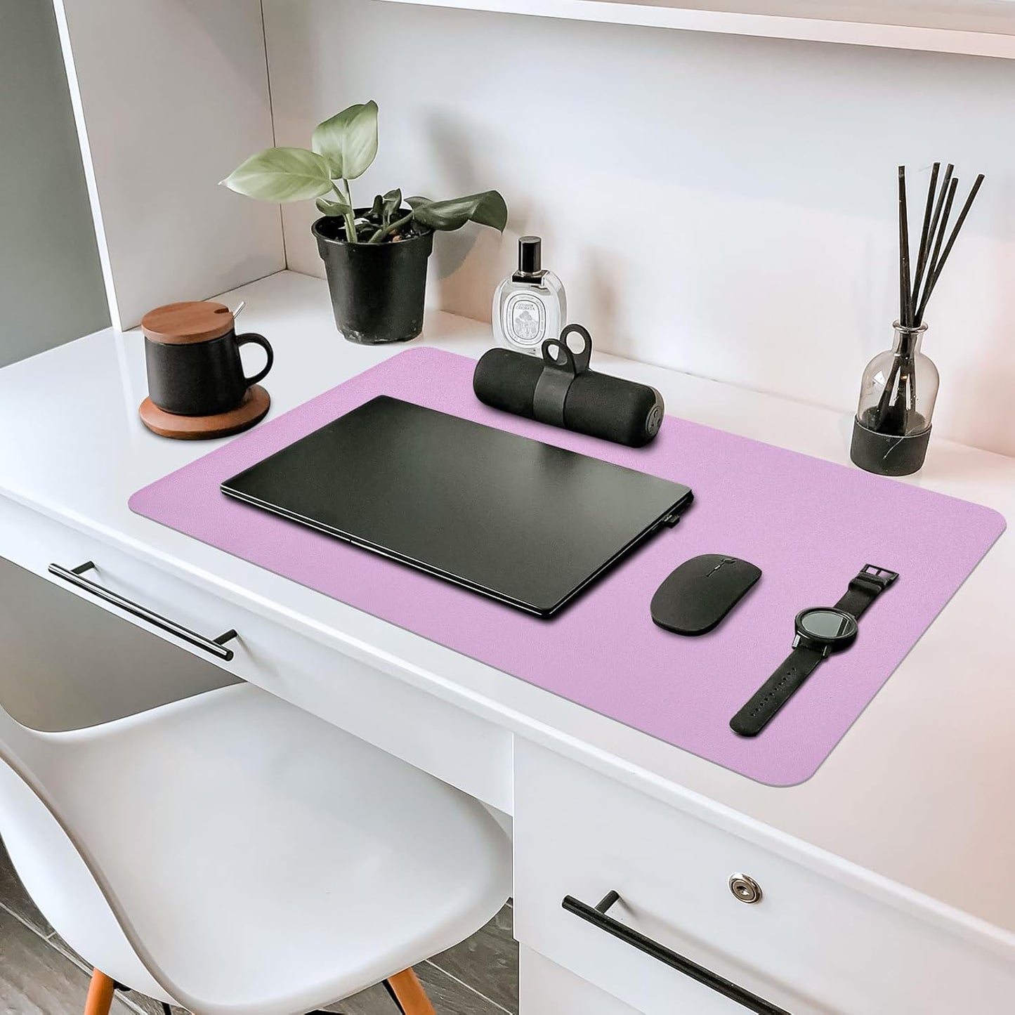 Mouse Pad and Keyboard Wrist Rest, 3-in-1 Large Keyboard and Mouse Pad Set, Ergonomic Wrist Rest for Computer Keyboards, Non-Slip Desk Mat Protector for Women (Purple Pink, 31.5" X 15.7")