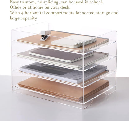 HeZone Paper Organizer Letter Tray, Clear Acrylic Paper Tray, School Teacher Office Supplies Organization, Stackable Desk File Organizer, Classroom Decor and Accessories-2 Pack…