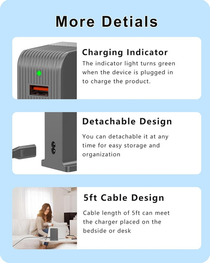 VPSUN USB Charger 6 Port 50W Multi USB Tower Charging Station for Multiple Devices iPhone 15/14/14 Pro/14 Pro Max/13 Pro/13 Pro Max/Android/Samsung/Tablet,etc (Black, 50W)