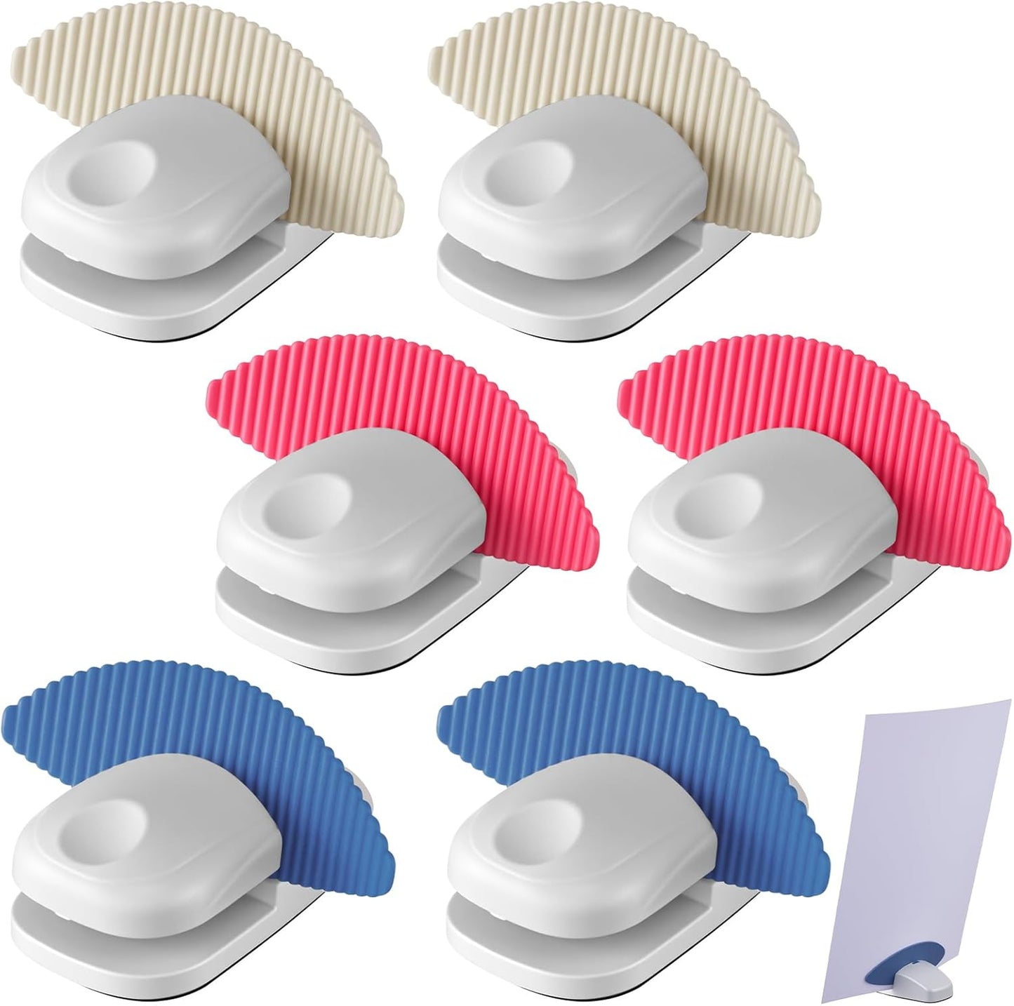 Faccito 3 Pcs Paper Holder Stand for Typing Non-Slip Mat Desktop Folder Document Holder with Anti-Slip Pads Portable Copy Stand Desktop Clamp for A4 Paper Office Reading (White,Blue,Red)