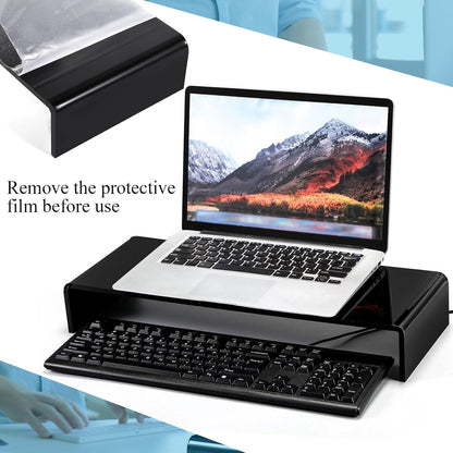 Jetec 2 Pcs Acrylic Monitor Stand Desktop Video Acrylic Monitor Riser Desk Shelf Computer Stand for Laptop TV Computer Screen Desk Organizer Teacher's Day Supplies (Clear, 12 x 8 x 3 Inch)