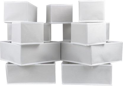Fordonral 12 Pack Drawer Organizer Clothes, Foldable Fabric Dresser Organizer Closet Organizers and Storage Box for Underwear,Folded Clothes,Baby Clothing,Socks,Bra,Towels,Ties(12 Pack,Gray)