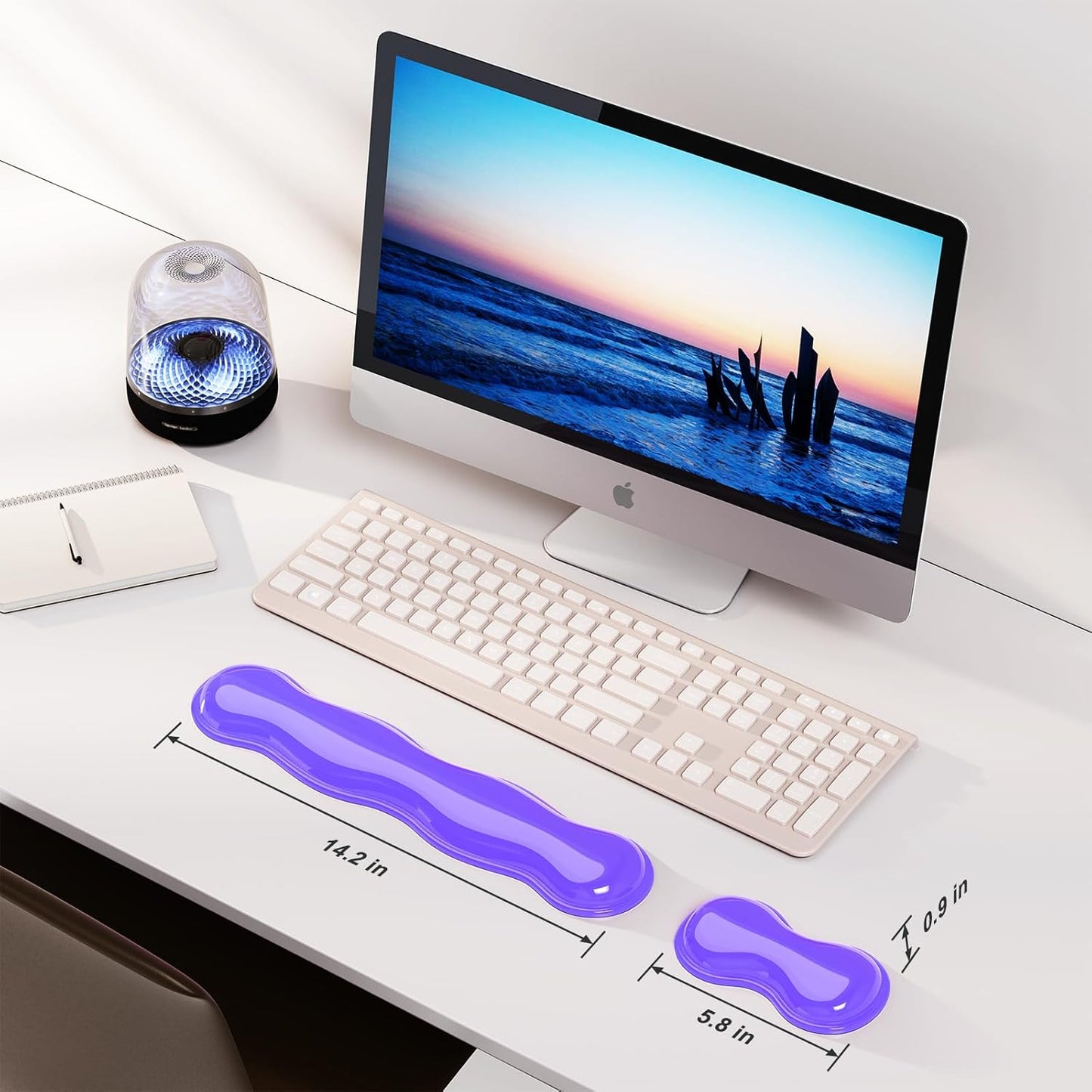 MOKURU Gel Keyboard and Mouse Wrist Rest Set, Comfort Ergonomic Wrist Support, for Wrist Pain Relief, Computer Keyboard Wrist Rest (Black)