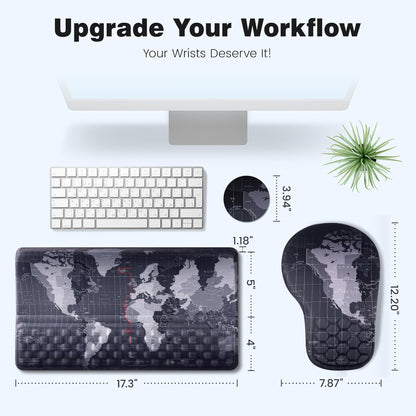 Ospelelf Ergonomic Mouse Pad and Keyboard Stand Wrist Rest Set, Memory Foam Comfort, Pain Relief for Typing, Office Desk Accessories, Moonlit Blossoms