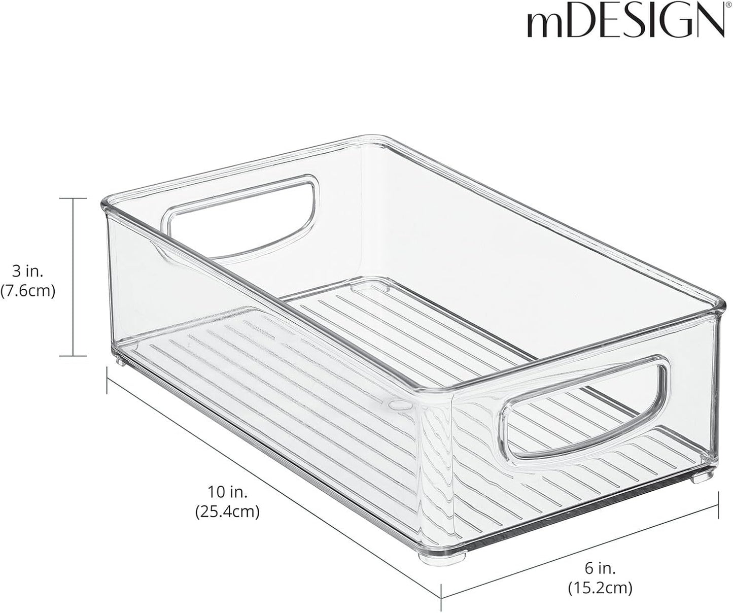 mDesign Plastic Office Supply Organizer - Storage Holder Bin with Handles for Desk Drawer, Cabinet - Pencil, Pen, Envelope and Supplies Container Basket - Ligne Collection - 2 Pack - Clear