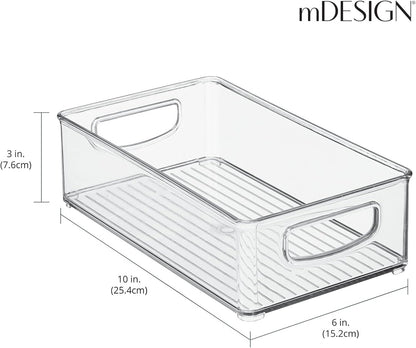 mDesign Plastic Office Supply Organizer - Storage Holder Bin with Handles for Desk Drawer, Cabinet - Pencil, Pen, Envelope and Supplies Container Basket - Ligne Collection - 2 Pack - Clear