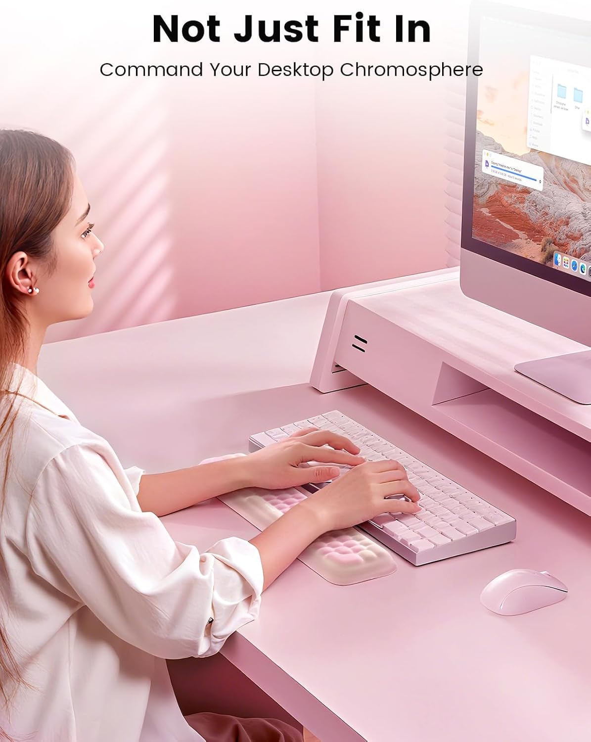 Meatanty Keyboard and Mouse Wrist Rest Set, Computer Wrist Pad Support, Ergonomic Keypad Hand Rest Combo, Memory Foam Typing Desk Accessory Carpal Tunnel Cushion, Laptop Office Home School Women Cute