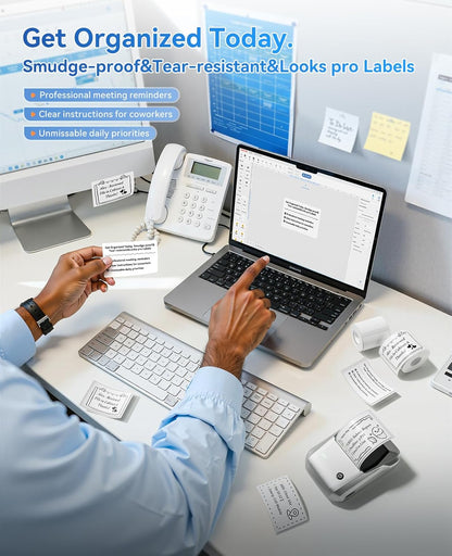 NIIMBOT B1 Label Maker Machine, Thermal Label Printer Easy to Use for Office, Home, Business, Came with 1 Roll White Label(Blue)