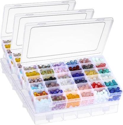2 Pack 36 Grids Clear Plastic Organizer Box with Adjustable Dividers, Small Craft Organizers and Storage, Compartment Container for Bead, Nail, Jewelry, Art, DIY Crafts, Fishing Tackle, Small Items