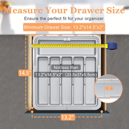 Spaclear Silverware Organizer Expandable Kitchen Utensil Drawer Organizer Large BPA Free Adjustable Cutlery Silverware Tray for Spoons Forks Knives Storage Divider for Kitchen Flatware 6-9 Slots Black
