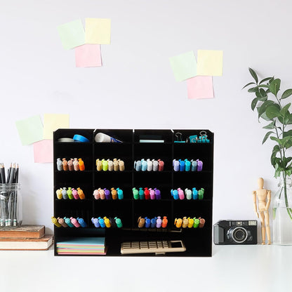 MotiMind Acrylic Pen Organizer Storage for 250 Markers Vertical Marker Organizer Acrylic Pen Display Holder for Office Desk Desktop Stationery Pencil Storage, Clear, 13 x 4 x 12.4 Inch