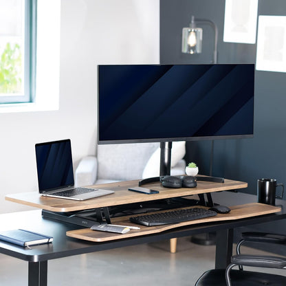 VIVO 26 inch Desk Converter, K Series, Height Adjustable Sit to Stand Riser, Dual Monitor and Laptop Workstation with Keyboard Tray, Black, DESK-V026KB