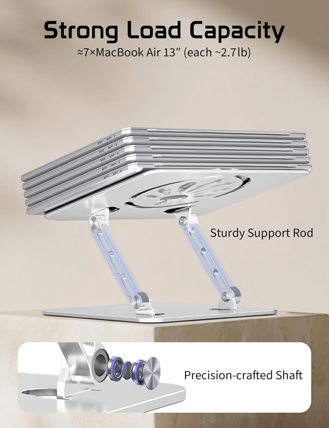 Aluminum Laptop Stand for Desk – Adjustable Ergonomic Laptop Riser, Foldable & Portable Holder Fit for MacBook & 10"-16" Laptops for Office, Home & Travel,Purple